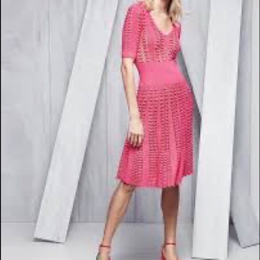 Michael Kors Collection Hot Pink Crochet Midi Dress - Picture 2 of 15